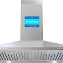 Range Hood 30 inch, 450CFM Wall Mount Kitchen Hood in Stainless Steel, TRUE-COLOR 5500K LEDs, Baffle Filters, Ducted/Ductless Convertible (Charcoal Included)