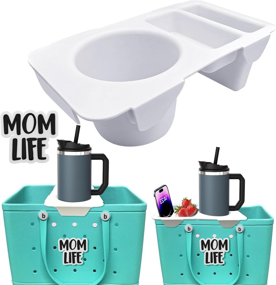 Upgraded Topper Tray for Bogg Bag,Compatible with X Large(Original)/Medium(Baby)/Small(Bitty) Bogg Bags, Fit Stanley 30/40 Oz Cup, ABS Cup and Phone Holder Tray-White