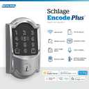 Schlage Encode Plus Smart Wi-Fi Lock for Front Door, Keyless Entry Deadbolt, Unlock with Apple Watch, Built-in WiFi and App Control, Easy Install, Alexa & Apple HomeKit Compatible, Bright Chrome