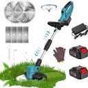 Cordless Weed Wacker, 21V 4.0Ah Electric Weed Eater with 2 Batteries and Charger, 9inch Grass Trimmer Cordless Edge Brush Cutter for Lawn, Yard, Garden