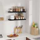 Floating Shelves for Wall, 24in Black Wooden Shelves Set of 2, 24"W x 9.3"D x 1.5"H, Set of 2