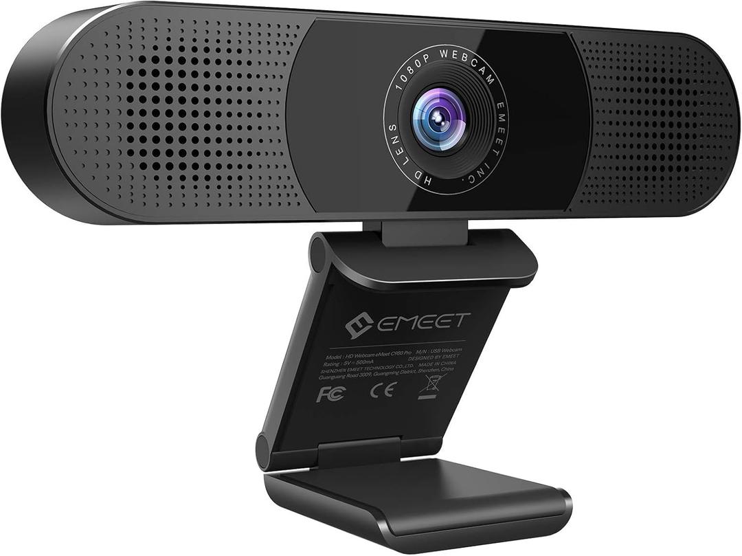 EMEET C980 PRO 3-in-1 1080P Webcam with Microphone and Speaker, 60-98 Wide Angle Webcam w/ 4 Noise Cancel Mics, 2 Speakers, Auto Low Light Correction W/Cover, USB Camera for Online Conference/Class
