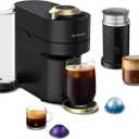 Nespresso Vertuo Pop+ Deluxe Coffee Machine with Frother, Matte Black Gold