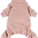Fitwarm Turtleneck Knitted Dog Sweater Puppy Pajamas Thermal Doggie Winter Clothes Knitwear Pet Coats Cat Apparel Pink Small