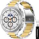 GOLDTOLUCK No Gap Stainless Steel Band Compatible with Samsung Galaxy Watch 8 Classic FE Pro Replacement Men Women Milanese Metal Elegant Casual Galaxy 8 40/44mm & 8 Classic 46mm, Gold/Silver