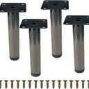 Furniture Legs 5 Inch Polish Black Legs for Furniture Set of 4, Adjustable Metal Legs for Dresser Cabinet Couch Ottoman Desk