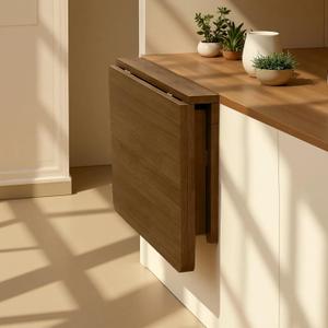 MM MELISEN Floating Desk - 30x20 Inch, Walnut Finish Wall-Mounted Desk for Home Office or Bedroom Work. Solid Wood Drop-Leaf Design. Folds up neatly for Small Space Living, 75X50CM/30X20IN