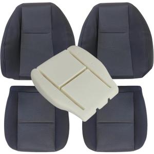 Priprilod 5PCS Replacement Cloth Seat Covers Compatible with Chevy Silverado GMC Sierra Yukon 1500 2500HD 3500HD 2007-2014 - Driver & Passenger Bottom & Top Lean Back Cover with Foam Cushion