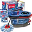 O-Cedar RinseClean Spin Mop & Bucket System + 2 Extra Mop Heads| Clean with Water | Removes 99% of Bacteria Plastic