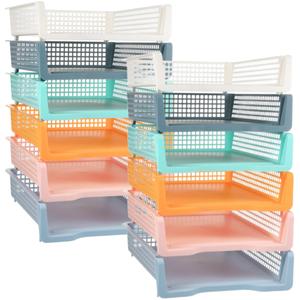 Weysat 12 Pcs Turn in Trays, Classroom Paper Tray, Pastel, Narrow