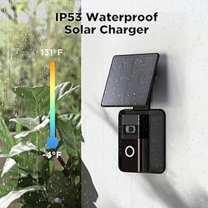 QIBOX Solar Charger Compatible with Ring Video Doorbell 4/3/3 Plus/Battery Doorbell Plus, Waterproof Continuously Solar Panel, Adjustable Panel