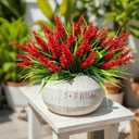 Geegoods Artificial Plants Flowers Outdoor 48 Bundles UV Resistant Faux Lavender Flowers with Monkey Grass for Garden Porch Window Patio Hanging Planter Decor