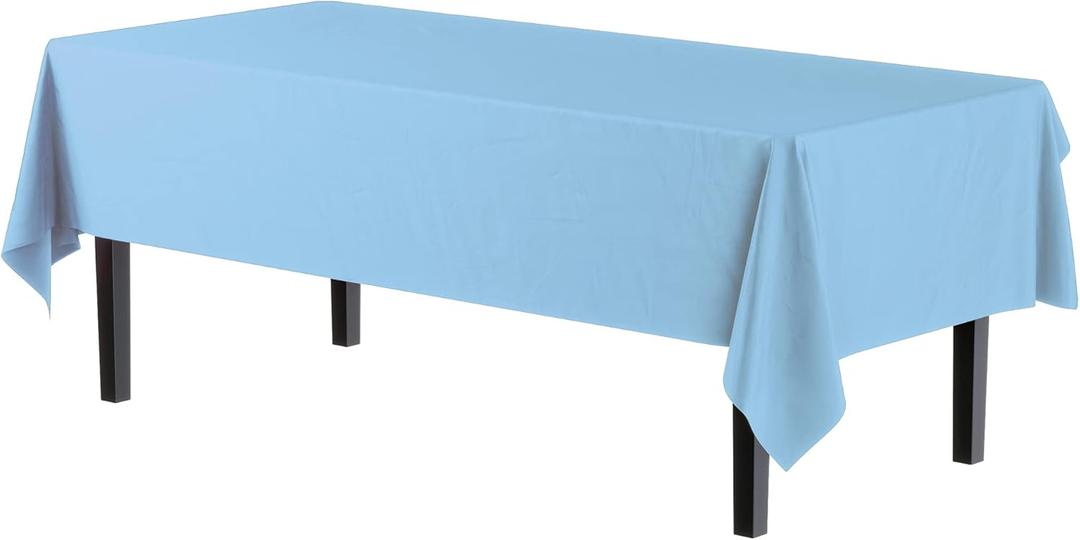 Exquisite 2 Pack Premium Plastic Tablecloth Rectangle Table Cover - Light Blue