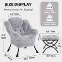 Tiita Lazy Chair with Ottoman, Light Grey Modern Large Accent Armchair, Comfy Leisure Sofa Reading Chair with Footrest for Bedroom, Living Room, Dorm Rooms, Garden, Plush Light Grey