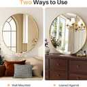 Bathroom Mirror for Wall, 24 Inch Round Mirror, Matte Gold Metal Framed Circle Vanity Mirror for Bathroom Bedroom Living Room Entryway, Anti-Rust, Tempered Glass, Hanging or Leaning