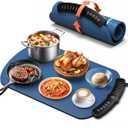 Warming Mat for Food, Food Warming Mat with 7 Temp Master Aadjustable Warming Tray, Thermochromic Line, Roll Up Buffet Hot Plates Heat Pad Full Sized Electrical (Light Blue)