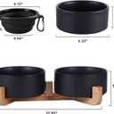 Petygooing Dog Bowls,Black Ceramic Cat Dog Bowl Set with Wood Stand for Pet Food and Water,Non-Slip Cute Modern Pet Dish Set for Cats Small and Medium Dogs (28OZ/6.1 in)