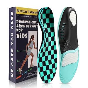 ROCKTAKIN Kids Arch Support Shoe Insoles, Plantar Fasciitis Orthotics Inserts Strong Support for Children's High Arch, Flatfoot Pain Relief, Posture Improve, Size XS