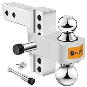 TOPBEE Tow Hitch- Fits 2.5'' Receiver Only, 6'' Drop/ Rise Drop, Dual Ball (2'' X 2-5/ 16''), Adjustable Aluminum Trailer Hitch for Heavy Duty Truck -18, 500 Gtw with Trailer Locks-312506