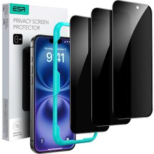 ESR 3 Pack for iPhone 16 / iPhone 15 Privacy Screen Protector, Anti-spy Tempered-Glass Privacy Screen Protector with Easy Installation Tool, Micro-Curved Edges, Case Friendly