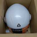 TRIANGLE Open Face Motorcycle Helmet Retro 3/4 Helmets with Clear Visor for Men Women DOT Approved (White, M)