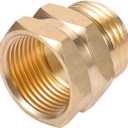 Brass Pipe to Hose Connector Fitting, Female Pipe Thread x Male 3/4 Hose Thread(2 Pack) (3/4NPT female to 3/4 GHT male)