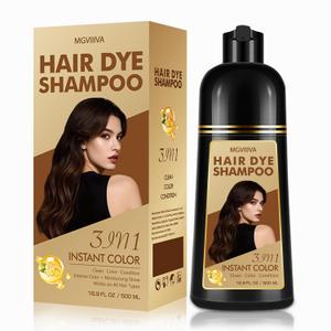 Hair Dye Shampoo 3 In 1, Dark Brown Hair Dye for Men & Women, Long Lasting Hair Color for 100% Gray Hair Coverage, Easy to Use, Shampoo for Color Treated Hair Dye 16.9 Fl Oz (Dark Brown)