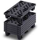 6 Pcs Plastic Pallets for Basement Storage Nestable Moisture Waterproof Lightweight Floor Pallets with Breathable Grid for Indoor Outdoor Supermarket Warehouse (19.6 x 11.8 x 3.9 Inch, Black)