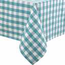 Urban Villa Tablecloth Buffalo Check Table Cloth Tabletop Cover Kitchen Dining Tablecloth 100%Cotton Great Parties Wedding Holiday Dinner Aqua/White Color Rectangle 60X102Inches 8-10 Seats Table Cloth