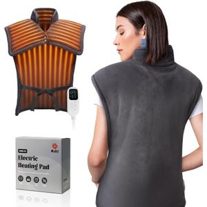 Heating Pad for Back and Period Pain Relief, for Shoulders, Abdomen & Waist, 6 Heat Levels & 4 Timer Settings, Moist/Dry Heat Option, Machine Washable, Christmas Gift for Both Guys and Girls (35in*35in)