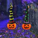 2 Pack Halloween/Thanksgiving Garden Decorations, Metal Jack-O-Lantern Yard Stakes with Witch Hats, Scary Yard Sign Outdoor Lawn Decor, Metal Pumpkin Art Garden Stake,Garden Sculpture Ornament