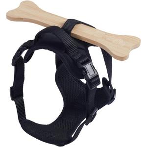 MFC® Harness + Wooden Bone (Fixed) for Small Dogs or Puppies | Prevents your Pet from Escaping through The openings in The Fence | Fence Blockers for Dogs| Puppy Bumpers.(Small), Black