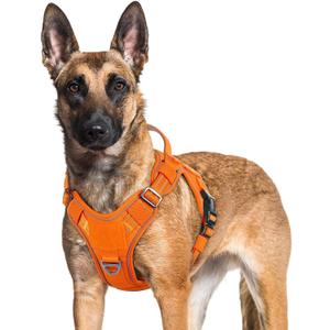 rabbitgoo Tactical Dog Harness for Large Dogs No Pull Adjustable Military Vest with Handle MOLLE Reflective Heavy Duty Dog Vest for Walking Training Hunting Outdoor Working Medium Size Dog Orange XL