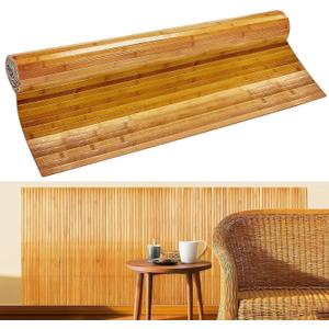 Natural Bamboo Wall Panel for Interior Wall Decor 46 X 96 In Pole Wrap Wainscoting Wood Paneling for Living Room Kitchen Bedroom Office Bar