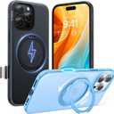 TORRAS 360 Magnetic Stand for iPhone 16 Pro Case, [Fit for MagSafe][Camera Control Button] Mil-Grade Protection Translucent Slim Anti-Scratch Rotatable Ring Kickstand, Obsidian Black, OFitness Series