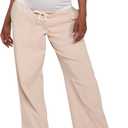 Motherhood Maternity Women's Under the Belly Tie Waist Relaxed Wide Leg Pregnancy Denim Pants Large