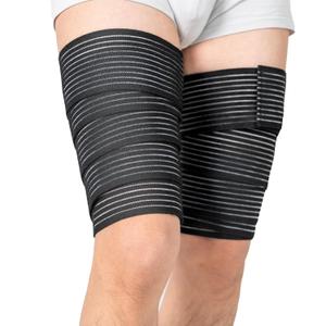 2 Pcs Hamstring & Thigh Compression Wraps, Adjustable Thigh Compression Braces, Quad & Thigh Support for Men and Women, Versatile Compression Bandages for Thigh, Knee, Calf, Arm (Black)