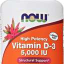 NOW Foods Supplements, Vitamin D-3 5,000 IU, High Potency, Structural Support*, 240 Softgels (EXP 09/01/29)
