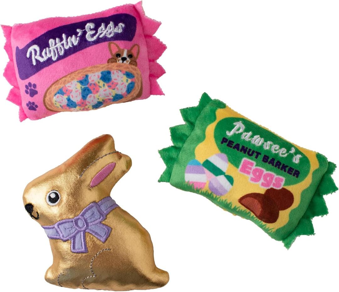 2 x Fringe Studio Plush Dog Toy, 3 Pieces Set, Egg-STRA Sweets, Petshop Collection (662100)