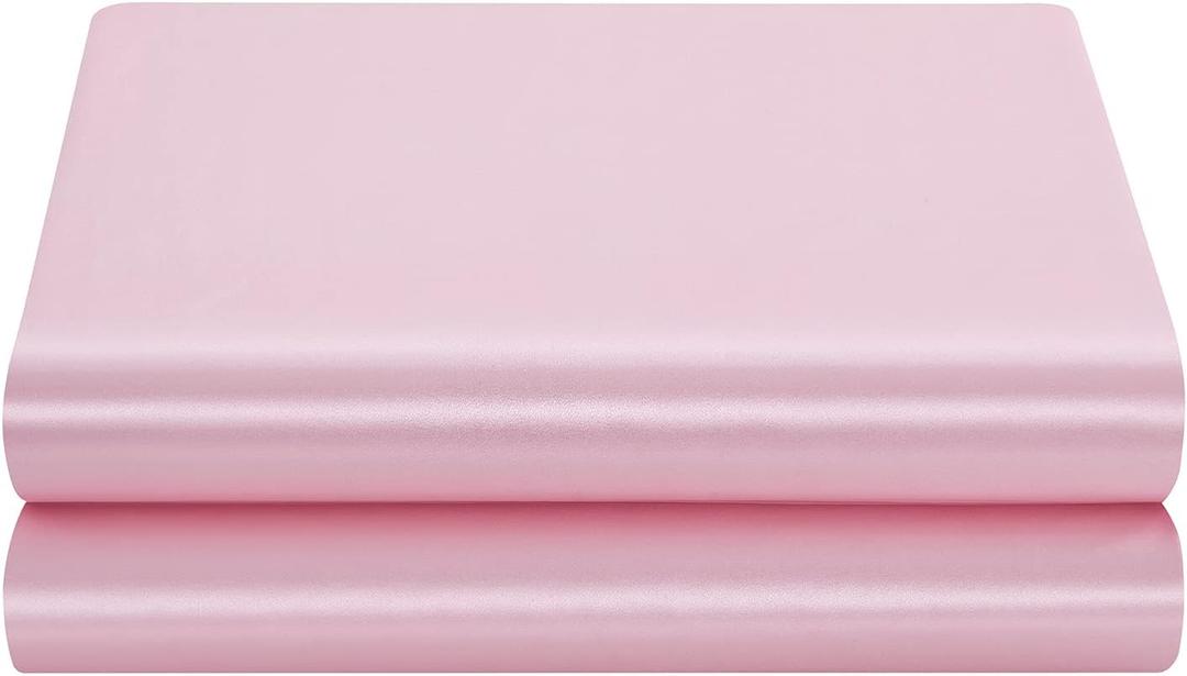Satin Flat Sheet Only, Twin Flat Sheet, 1 - Piece Pink Top Sheet, Extra Soft Silk Flat Bed Sheets Sold Separately Twin - Pink