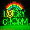 Lucky Clover Neon Signs for Wall Decor St. Patrick's Day Party Decor Green Lucky Leaf LED Neon Light for Bedroom Arbor Day Store Decor