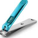 MR.GREEN Nail Clippers Curved Blades Fingernail Cutter Nippers Manicure Scissors Stainless Steel Pedicure Tools with Nail Flies (Medium-Blue)
