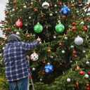 Huoety 9'' Inflatable Christmas Ornaments (15-Pack) | Large Outdoor Decor Balls for Yard, Patio & Tree | Festive Holiday Party Decorations