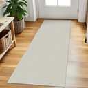 EARTHALL Woven Runner Rug 2x5 Ft Washable Runners for Hallways Cotton Rubber Backed Kitchen Runner Braided Indoor Floor Carpet Runners for Entryway, Hallway, Kitchen, Bedroom, Cream/Grayish
