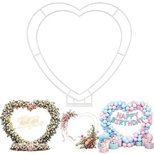 Metal Double Heart Arch Stand for Proposal, Heart Shaped Balloon Arch Stand，Heart Shaped Arch Frame, for Proposal Ceremony, Valentine's Day, Engagement, Birthday Party Baby Shower Decoration Decor