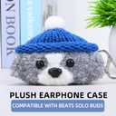 Plush Earbuds Case Cover Compatible with Beats Solo Buds Cartoon Cute Headphone Cases (HBG+Dark Blue,for Beats Solo Buds)