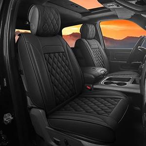 JOJOBAY Car Seat Covers for Dodge Ram,Fit 2009-2025 1500/2500/3500 HD Pick-up Truck,Crew,Regular,Quad,Mega Cab,Waterproof Synthetic Leather Seat Covers(5PCS-Full Set,Black)
