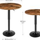 HOOBRO Bar Table, Height-Adjustable Round Pub Table 27-35.4 Inches with Sturdy Base, Modern Style, Easy to Assemble, Suitable for Small Space, Rustic and Black BF58BT01G1, 21.7"L x 21.7"W x 27"-35.4"H