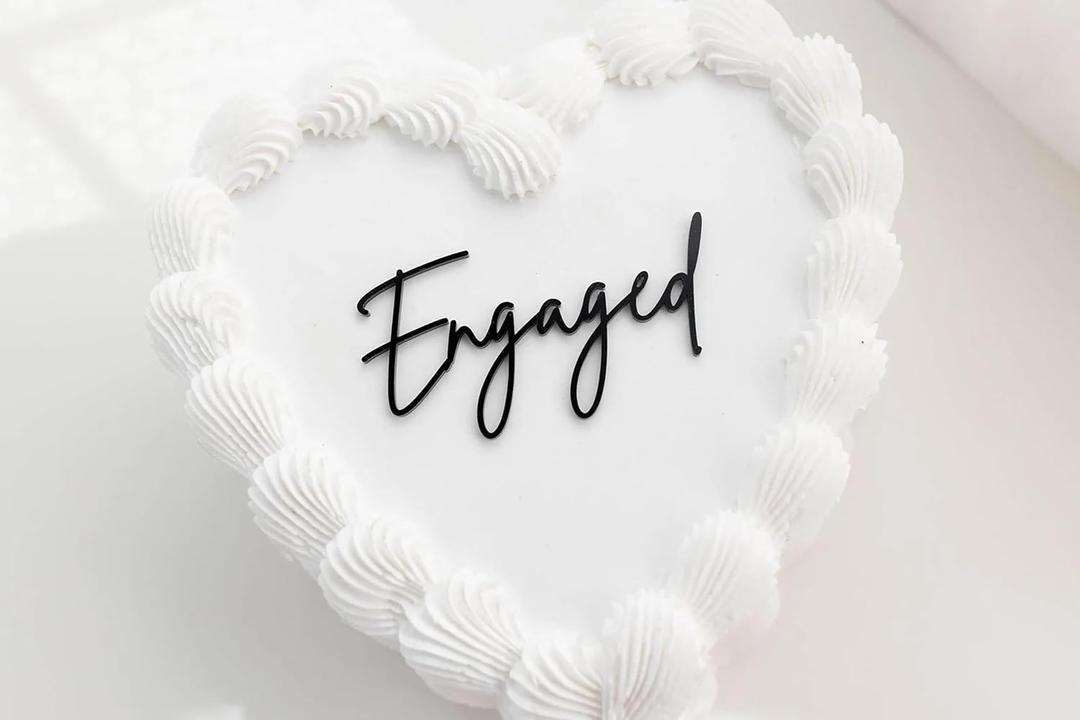 Mirror Black Engaged Cake Topper, We're Engaged Cake Pick Engagement Party Decorations, Bridal Engagement Wedding Cupcake Decoration Party Supplies