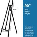 A - Frame Wooden Display Easel - Adjustable Lyre Beechwood Studio Easel Stand Holding Canvas Up to 90", Inclinable Artist Floor Painting Easel for Artwork Painting, Black